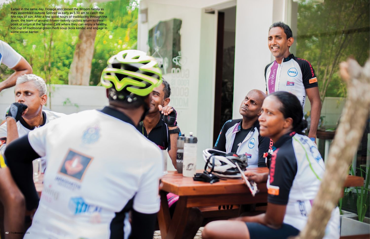 The Wroom riders gathered at Spinner Café after the dawn ride
